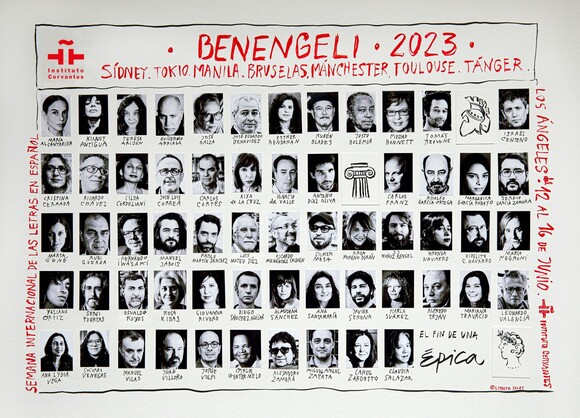 	   Cartel de «Benengeli 2023», la Semana Internacional de las Letras en Español del Instituto Cervantes, realizado por la fotógrafa Lisbeth Salas