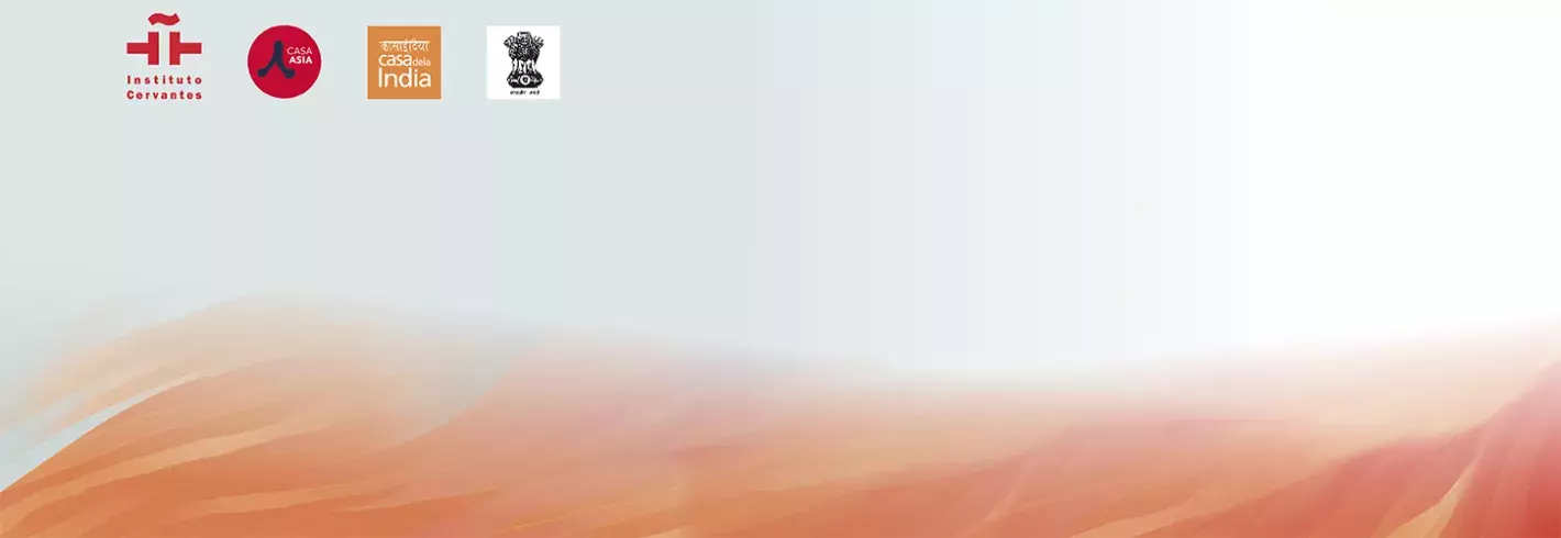 Ilustración con fondo decorativo para promocionar el encuentro España India 2026 Instituto Cervantes 