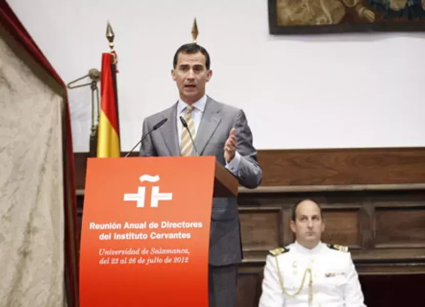 S.A.R. el Príncipe Felipe, durante el discurso de apertura