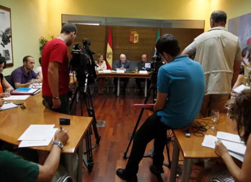 Un momento de la celebración de la rueda de prensa en el Complejo Cultural San Francisco de Cáceres