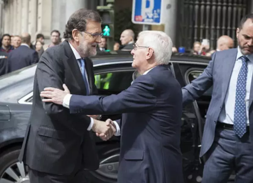 Mariano Rajoy a su llegada a la sede central del Instituto en Madrid