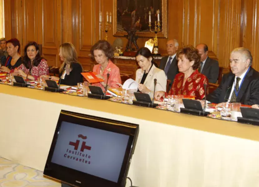 Momento durante la reunión del Patronato del Instituto Cervantes en el Palacio de la Zarzuela.