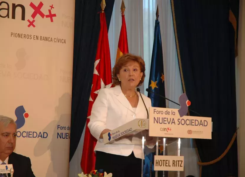 Durante su intervención en el Foro de la Nueva Sociedad, Carmen Caffarel desgranó el plan estratégico del Instituto Cervantes para los próximos años