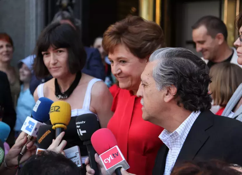 Ángeles González-Sinde, Carmen Caffarel y Diego López Garrido responden a las preguntas de los medios de comunicación