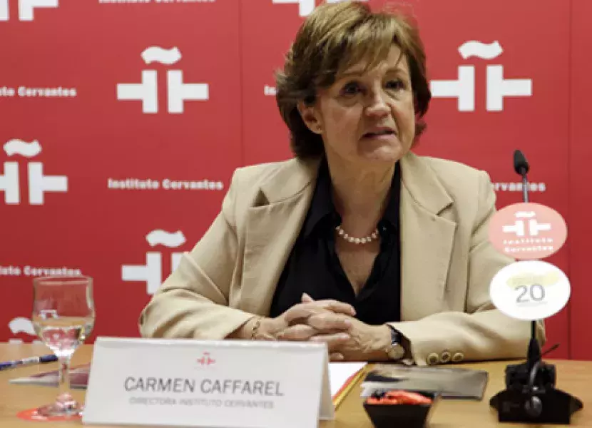 Carmen Caffarel, durante la firma del acuerdo de colaboración entre el Instituto Cervantes y el Festival de Málaga