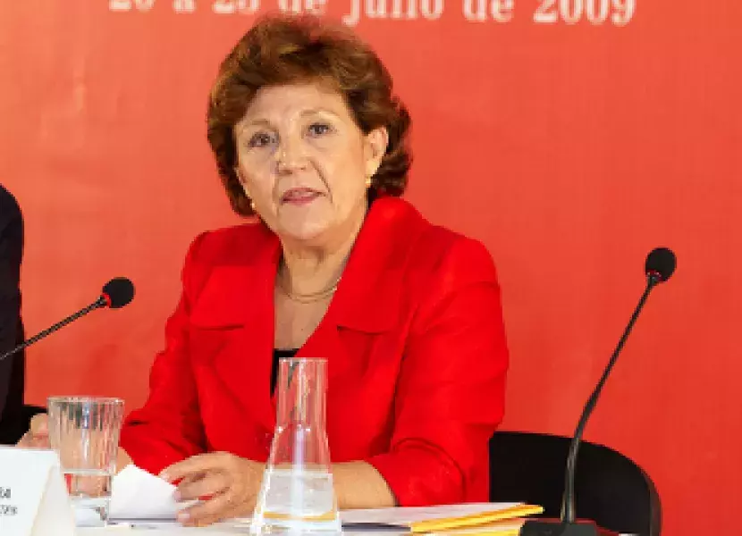 La directora del Instituto Cervantes, Carmen Caffarel, en un momento de su intervención en la sesión de apertura.