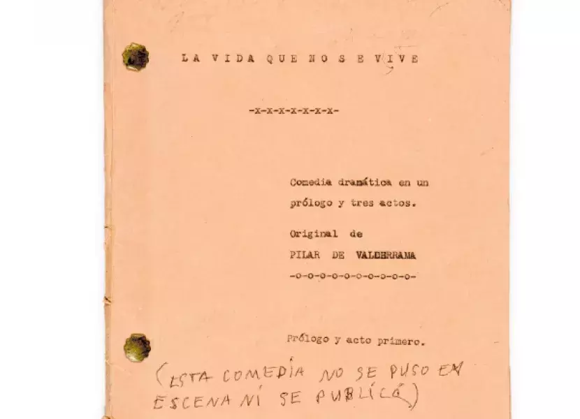 Mecanoscrito original de "La vida que no se vive", de Pilar de Valderrama. Acto 1. [Archivo de Alicia Viladomat]