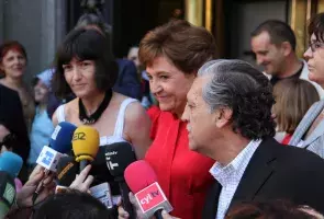 Ángeles González-Sinde, Carmen Caffarel y Diego López Garrido responden a las preguntas de los medios de comunicación