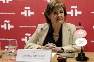 Carmen Caffarel, durante la firma del acuerdo de colaboración entre el Instituto Cervantes y el Festival de Málaga
