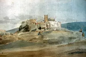 Acuarela de la Acrópolis (siglo XVI), cedida por el conservador jefe de la Acrópolis, Tassos Tanulas.