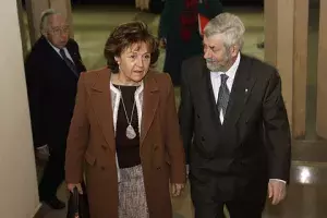 Carmen Caffarel, directora del Instituto Cervantes y Miguel Ángel Alario, presidente de la Real Academia de las Ciencias.