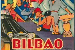 Litografía «The Abra beaches : Bilbao : Visit Spain», de Antonio de Guezala y Ayrivié.