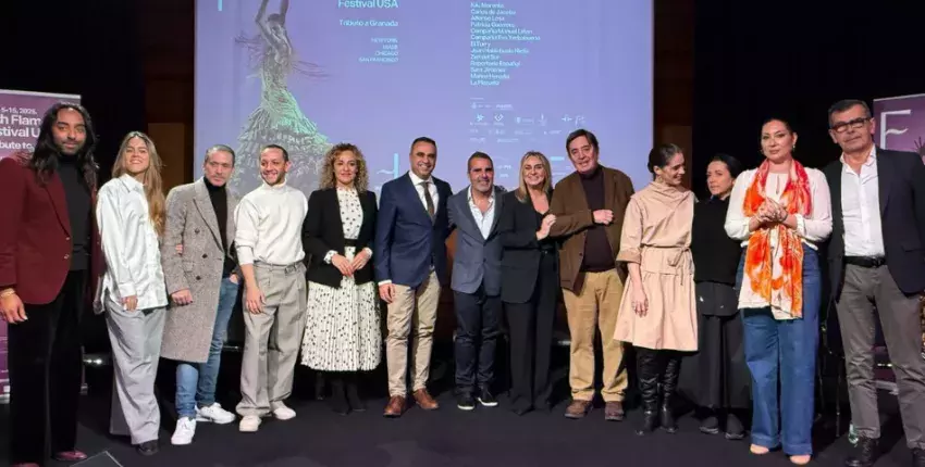 Foto de familia de la presentación del Flamenco Festival de Nueva York 2025