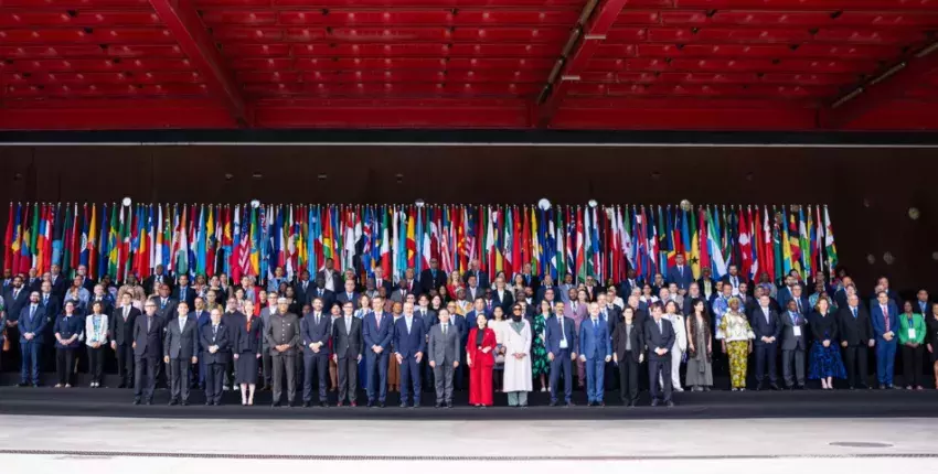 Foto de familia en Mondiacult 2025 en Barcelona