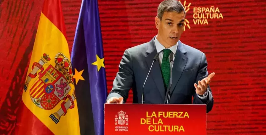 Pedro Sánchez, durante la presentación del Plan Nacional de Acción Cultural en el Exterior 2026-2028 en el Instituto Cervantes
