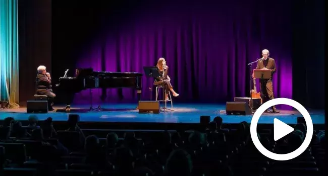 El pianista Antonio López Serrano, la soprano Laura Sabatel y el escritor y músico Máximo Pradera. 