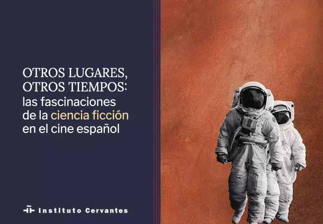 Dos astronautas sobre un fondo rojizo en una imagen relacionada con la ciencia ficción
