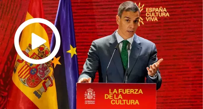 Pedro Sánchez, durante la presentación del Plan Nacional de Acción Cultural en el Exterior 2026-2028 en el Instituto Cervantes