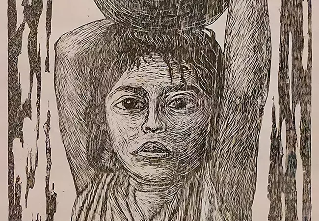 Xilografía de Camilo Minero perteneciente a la exposición «Camilo Minero: tierra y rostro»