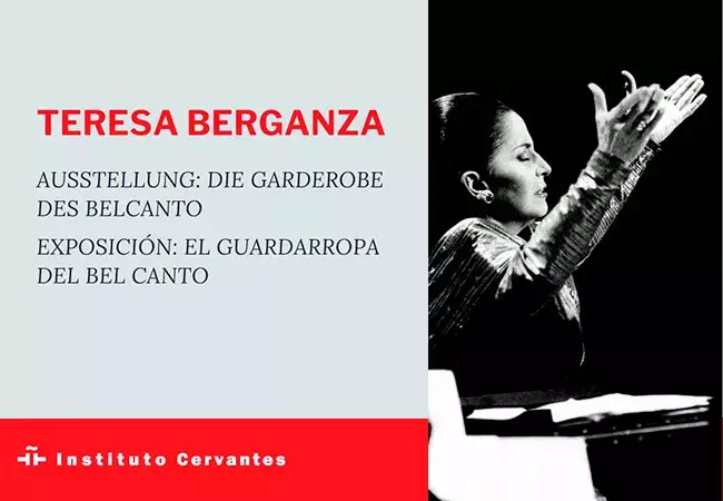 Exposición «El guardarropa del bel canto». Fotografía de Teresa Berganza y textos «Ausstellung: Die Garderobe des Belcanto» y «Exposición: El guardarropa del bel canto».